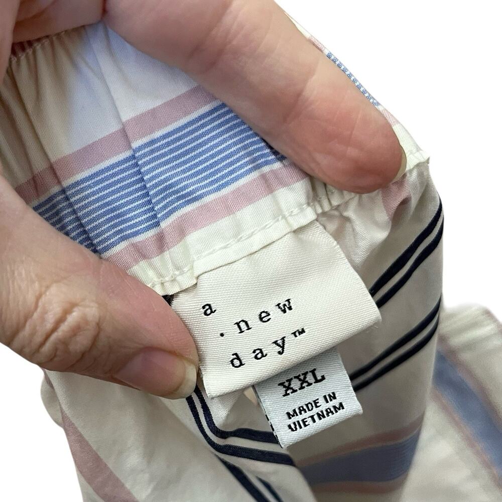 A New Day Striped Poplin Midi Skirt XXL Tiered Colorful Preppy Casual Pull On - Picture 6 of 10